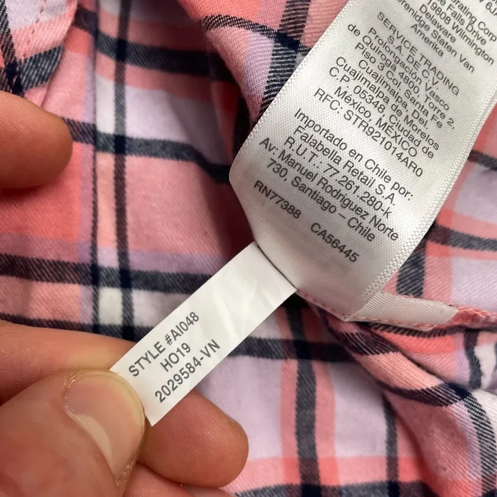 J.Crew Classic Popover Shirt Womens Small Rose Pink Tartan Plaid Flannel Cotton